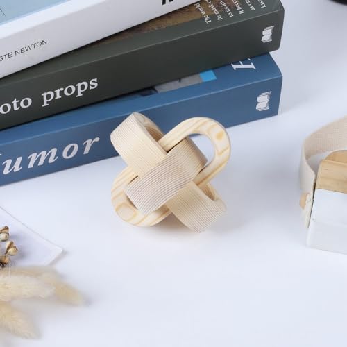 Cadena de madera de 3 eslabones tallada a mano para decoración exclusiva de estantes 5