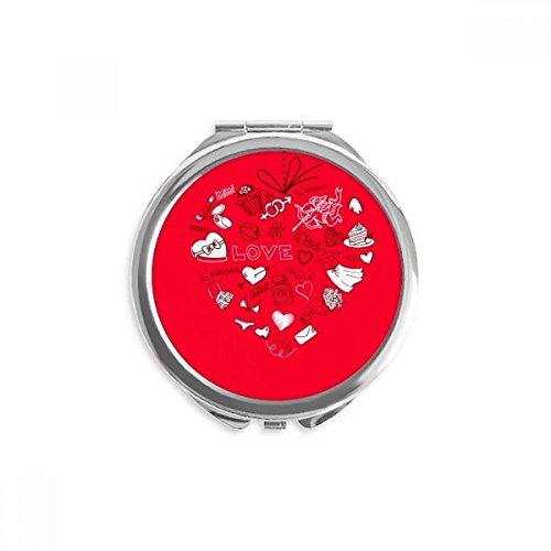 Miroir de poche blanc rouge cœur pour retouches maquillage au quotidien