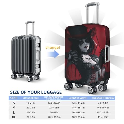 Gothic Girl Holding Red Balloons Elastic Travel Luggage Covers Dustproof Scratch-Resistant Suitcase Protector Fit 22-24 Inch4