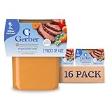Gerber Stage 2 Baby Food, Beef Vegetable Puree Tub, Nourishing Blends, No Added Colors or Flavors, Baby Puree, 16-Pack