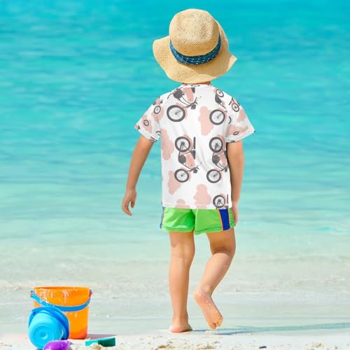 Boys Short Sleeve T-Shirts Motocross Cloud Cartoon Rashguard Kids Swim Shirts Sun UPF 50+ Multicoloured 5