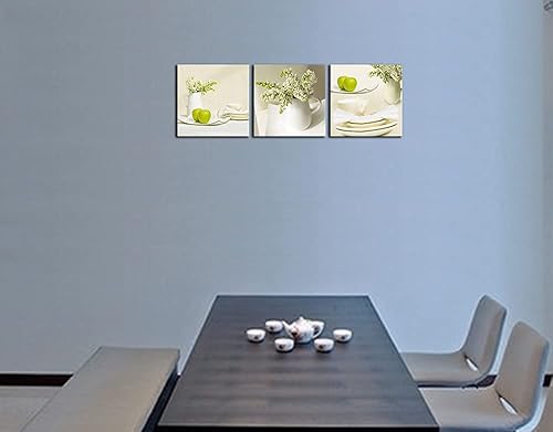 Miniatura 6 de wieco Art - 3 paneles de lona estirada y enmarcada de impresión elegante Arte Moderno decoración del hogar arte abstracto lienzo Green