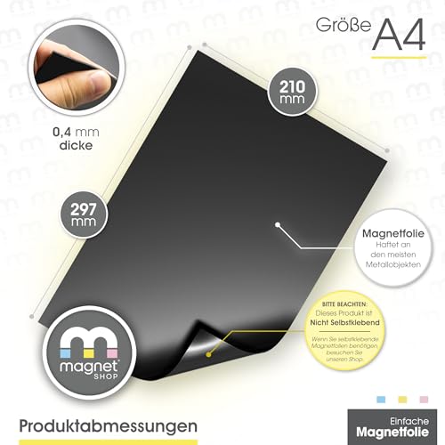 TMS A4 Magnetic Sheets - Magnets for Crafts, 0.5mm Flexible Magnetic Sheeting for Cutting Dies, Art Folders - Make Your own Fridge Magnets for Kitchen, Home and Office (10 Pack) by The Magnet Shop