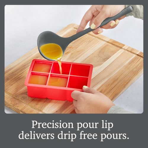 Image of Tovolo Flex Core Small Silicone Ladle Charcoal Gray Heat Safe Silicone Soup Ladle BPA Free, Dishwasher Safe Small Kitchen Ladle with Precision Pour Lip for Serving Sauces Soups Gravies
