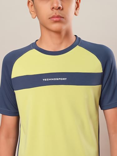 Image of TECHNOSPORT Boy's Polyester Slim Fit Crew Neck Half Sleeve T-Shirt with Technocool+, Anti Microbial Propeties for Sports and Regular Use