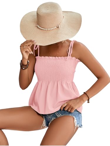 Image of LYANER Women's Tie Shoulder Cute Cami Blouse