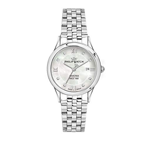 Tocco di stile vintage per questo modello Philip Watch Collezione Marylin, illustrato dai numeri romani ai punti cardinali.