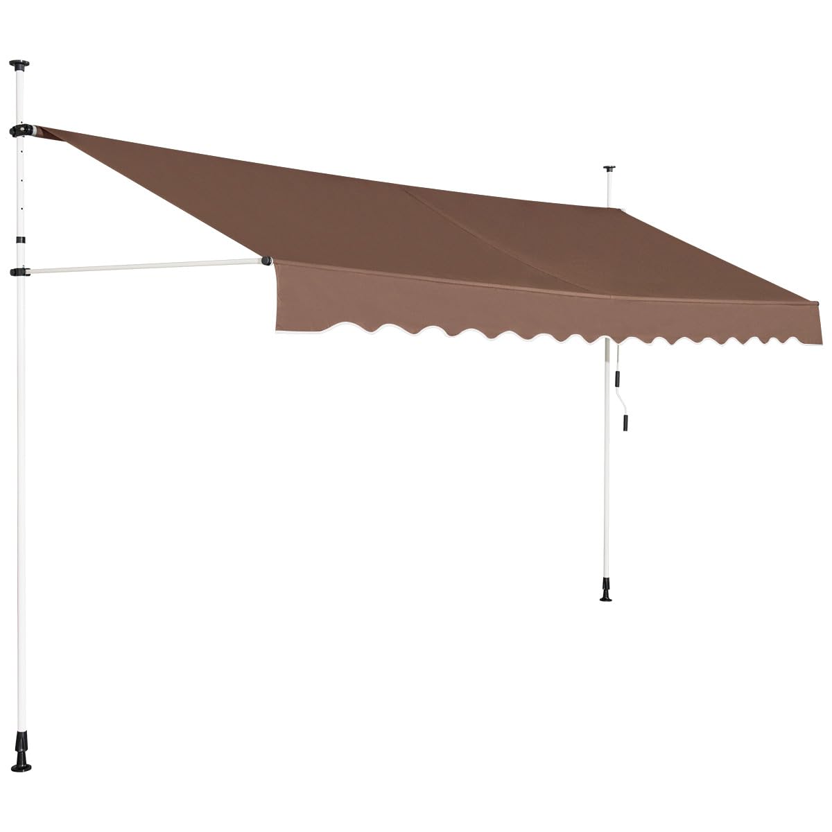RELAX4LIFE Store Banne Manuel sans Perçage, Auvent Balcon Rétractable avec Manivelle, Tissu Oxford Anti-UV Imperméable, Hauteur Réglable 2-3 M, Store Banne pour Porte Fenêtre (Marron,400 X 125 cm)
