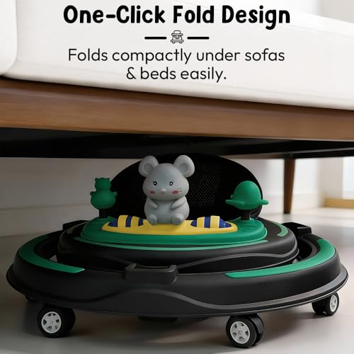 Image of StarAndDaisy Baby Walkers for 9+ Or 16 Month Baby boy & Girl 360 Walker for Kids for 7 Level Height Adjustment, Baby Walker with Switchable Food & Musical Toy Tray -Green Black