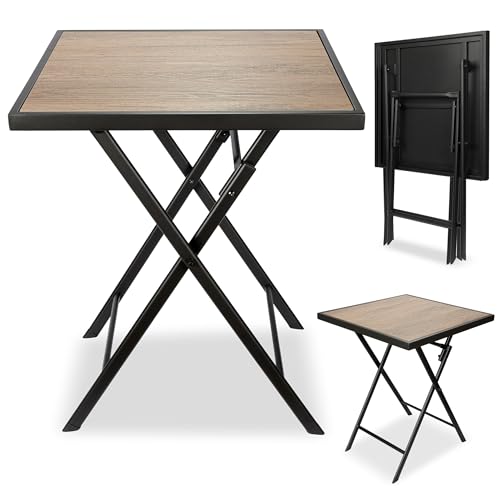 BRUBAKER Gartentisch Bergamo - 58 x 58 cm Balkontisch wetterfest - Metall Beistelltisch klappbar - Campingtisch eckig mit Holz Optik - Klapptisch für Balkon, Terrasse - Bistrotisch - Braun BRUBAKER Gartentisch Bergamo - 58 x 58 cm Balkontisch wetterfest - Metall Beistelltisch klappbar - Campingtisch eckig mit Holz Optik - Klapptisch für Balkon, Terrasse - Bistrotisch - Braun