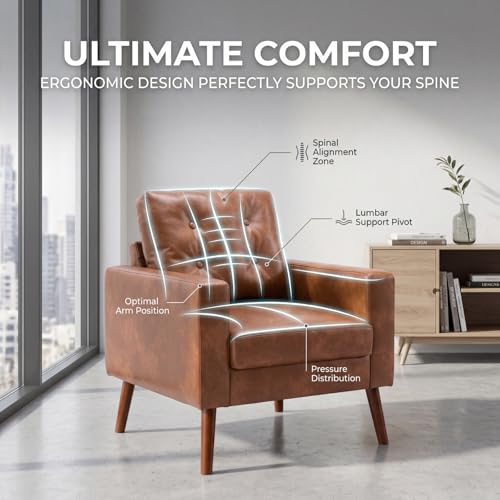 Sillón Plegable Cuero Sintético Marrón Claro miniatura 3