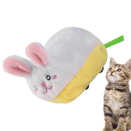 屋内猫用の猫のおもちゃ、インタラクティブな猫のおもちゃ,漫画のウサギ猫のおもちゃは音で充電できます - 子猫のエンターテイメント、ペットの濃縮、自動障害物の回避のための追跡ゲーム