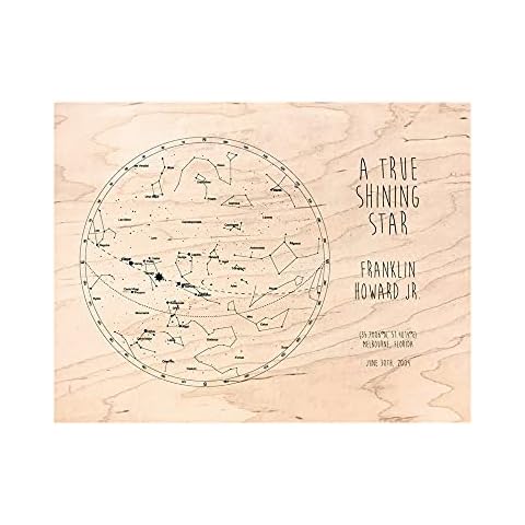 Custom Special Day Blank Wood Star Chart Sky Map (Large: 20x16") Cover