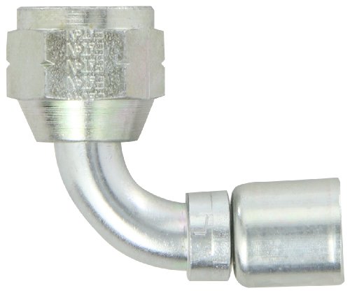 Image of Aeroquip FC7217-0606S Carbon Steel PTFE Crimp Hose Fittings SAE 45 Degree Female Swivel, 90 Degree Elbow, 3 /8 inch ID PTFE Hose, 3 /8 inch Tube Size