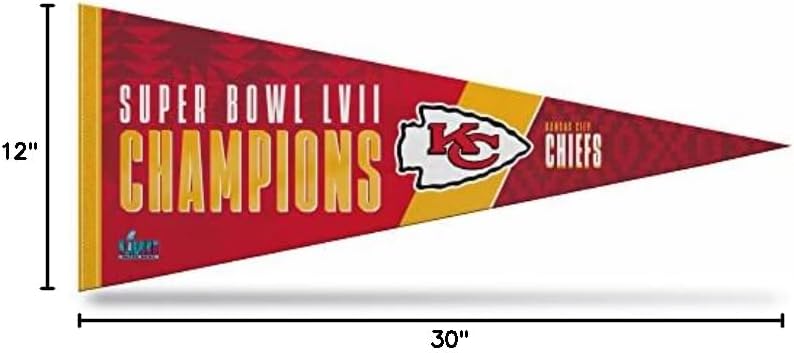 Rico Industries NFL Football Kansas City Chiefs Soft Felt Super Bowl Champions Pennant 12" x 30" Felt Wall Décor Super Bowl Champions Pennant - Great for Home/Bed Room/Man Cave Décor,White - Image 9