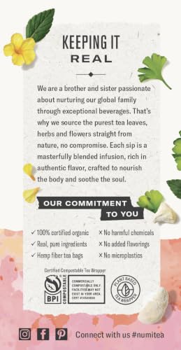 Image of Numi Organic Damiana Focus Tea, 48 Herbal Tea Bags, Caffeine Free