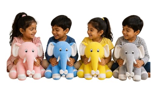 Image of Appu Ele Soft Toy for Girls Boys Kids, Yellow, Elephant Animal Plush Stuffed Baby Teddy Gift Birthday, 25 cm