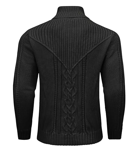 Men's Shawl Collar Pullover Sweater Casual Button Cable Knit Sweaters4