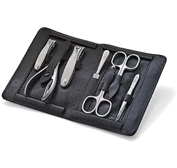 TopInox IMANTADO XL Manicure Set for Men in Black Leather Case by Niegeloh, Germany