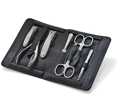 TopInox IMANTADO XL Manicure Set for Men in Black Leather Case by Niegeloh, Germany