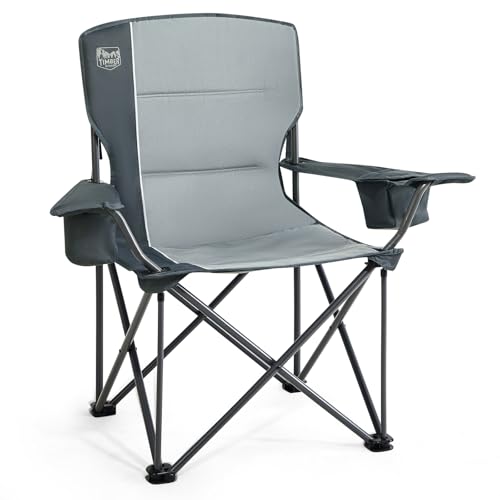 TIMBER RIDGE Silla de Camping Plegable Adulto Ultragrande Soporta 200kg Silla Plegable Acolchada con Portavasos y Bolsa Refrigeradora Cómoda para Acampar Jardín Balcón Playa Pesca