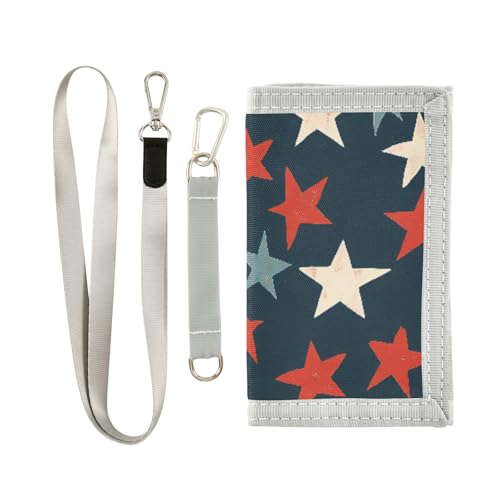 ALAZA Kids Wallets for Boys Girls Toddler Trifold Wallet Children Small Stars Vintage with Zipper Coin Pocket