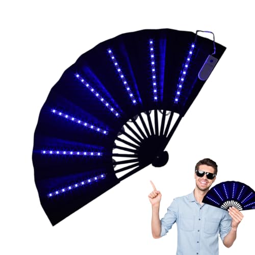 Liqzirtu Luces ventilador plegable, pliegue de luz | Performance de la etapa -fan | Herramientas de enfriamiento de Weating portátiles, Cosplay de carnaval Revisite Decoration Dancing
