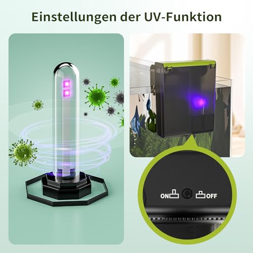 Filtre Aquarium UVC Multifonction 4-en-1 Cascade Réglable 450L/h - 4