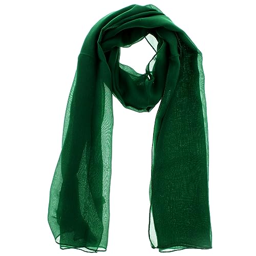 WESTEND CHOICE Ladies Chiffon Scarves Women Plain Neck Scarf Soft Headwrap Girls Headscarf Sheer Wrap womens scarves & wraps 150x45 cm (Dark green)