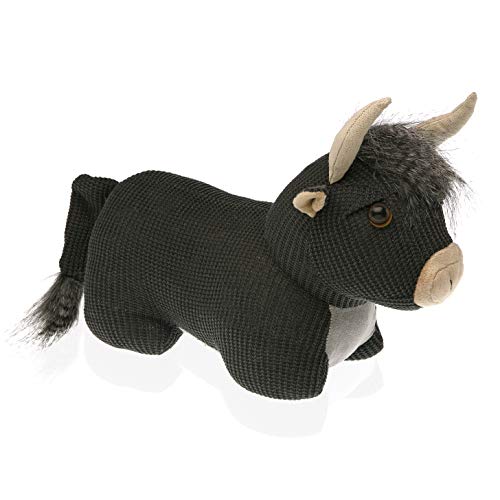 Versa 20270300 Sujetapuertas Decorativo con diseño Toro, Tope para Puerta, Decoración Naturaleza, Color Negro y Blanco, 25 x 12 x 32 cm