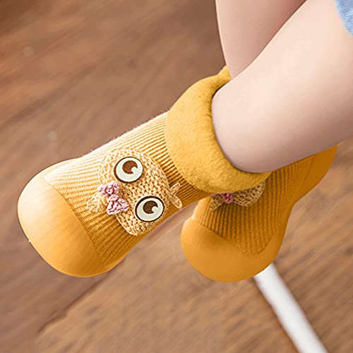 sfdgfhyf Boys Solid Color Slippers Solid Girls Socks Stocking Warm Baby Boys Soft Toddler Rubber Knit Slipper (Yellow, 26-27)3