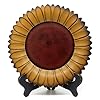 Cvhomedeco sunflower plate with rack primitives rustic display wooden plate home and office decor art 11 inch mustard plate with rack  urban country home decor