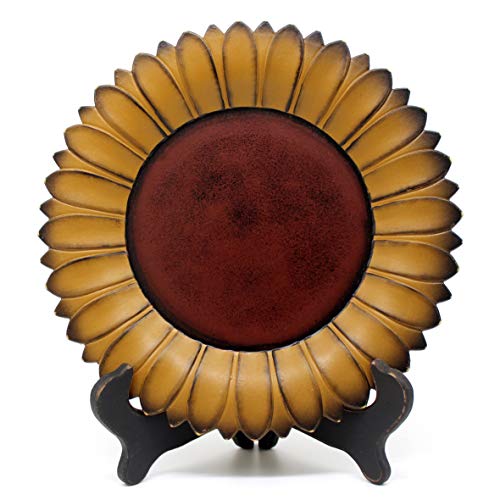 CVHOMEDECO-Sunflower-Plate-with-Rack-Primitives-Rustic-Display-Wooden-Plate-Home-and-Office-Decor-Art-11-Inch-Mustard-Plate-with-Rack CVHOMEDECO Sunflower Plate with Rack Primitives Rustic Display Wooden Plate Home and Office Decor Art 11 Inch Mustard Plate with Rack