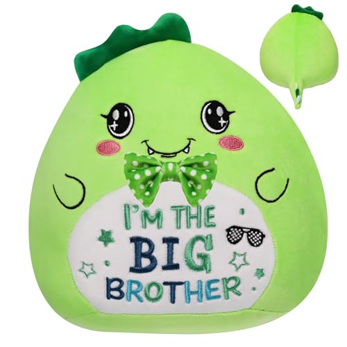 Big Brother Gift Dinosaur Plush - Dino Stuffed Animals with Long Tail Green Plush Realistic Dinosaur Toys Boy Birthday Gifts for Toddler Newborn First Valentine Gift for Kids 9 Inch