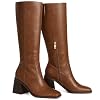 AMINUGAL Knee High Boots for Women Square Toe Chunky Heel Boot Size Zipper Pull on Shoes Wedding Concert Party Wear Long Boots