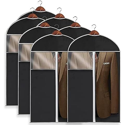 DAWNTREES Garment Bags, Pack of 7 Garment Bag Transparent Full Zipper Suit Bag, 60 x 120 cm,Clear Dust Bags,Used for Closet Clothes Storage Cover