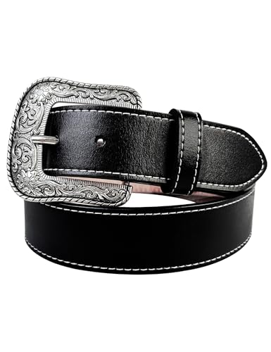 TOPACC Genuine Leather Western Belts for Women Men Cowboy Cowgirl Country Belt for Jeans Pants