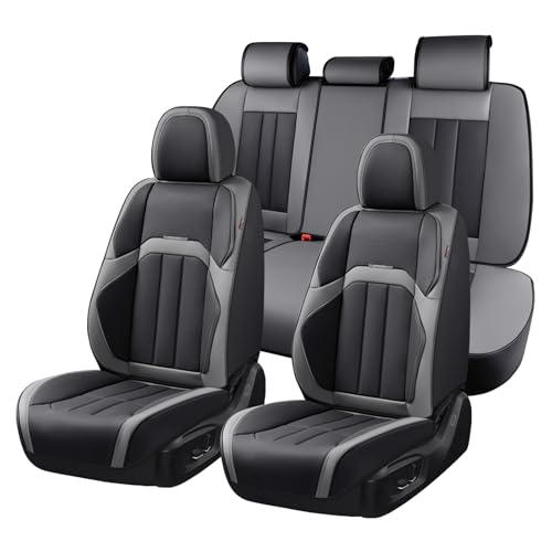 Image of Coverado Nappa Leather Car Seat Covers Full Set, Luxury Waterproof Seat Protectors, Airbag Compatible Anti‑Slip Auto Seat Covers, Universal Fit for Most Cars SUVs Trucks Pickup Vehicles