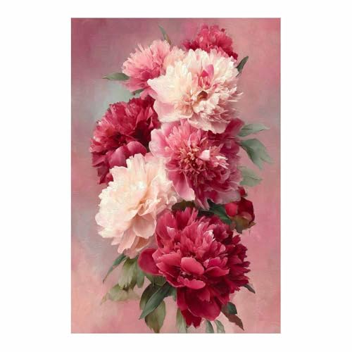 Tableau fleurs pivoines roses pour raviver un mur blanc décoration murale 80x120cm