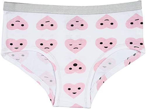 Trimfit Girls 100% Cotton Colorful Boyshorts Panties Tagless Underwear (Pack of 10), Emojis/Hearts, Large / 10-124
