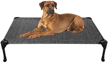 veehoo Cooling Elevated Dog Bed - Portable Raised Pet Cot with Washable & Breathable Mesh, No-Slip Rubber Feet for Indoor & Outdoor Use, Oversize Package, Large, Black