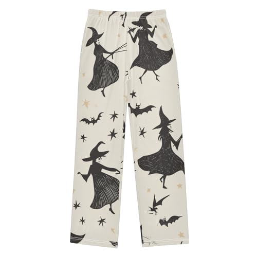 ZZXXB Witches and Bat Boys Long Pants Soft Trousers Elastic Waist Kids Lounge Bottoms with Pockets S-XL