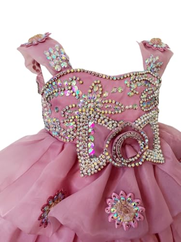 Baby Girl Pageant Dress Handmade Beaded Dresses Toddler Pageant Girl's Princess Dress3