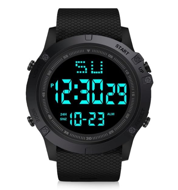 Men's Digital Watch, LED Light, Waterproof, Adjustable Strap, Multi-Functional (Alarm Clock, Stopwatch, Football Stopwatch)