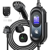 EV Charger Cable Type 2 to 3 Pin Plug 6M, 3.3kW [6/8/10/13A] 3 Pin EV Charger Electric Car Charger, Portable Car Type 2 Charging Cable 3 Pin with 2.4″ LED Screen Timing Delay IP67/IP54 for EVs & PHEVs