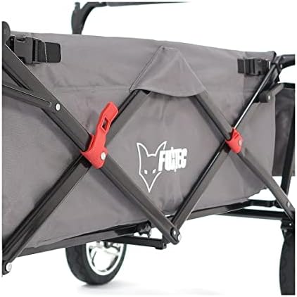 FUXTEC folding/foldable wagon - hand cart - garden trolley - carriage of children - outdoor - asphalt - hiking trail - hard ground - removable canopy  rear bag - 4 wheels  cover  CT-500 Brown