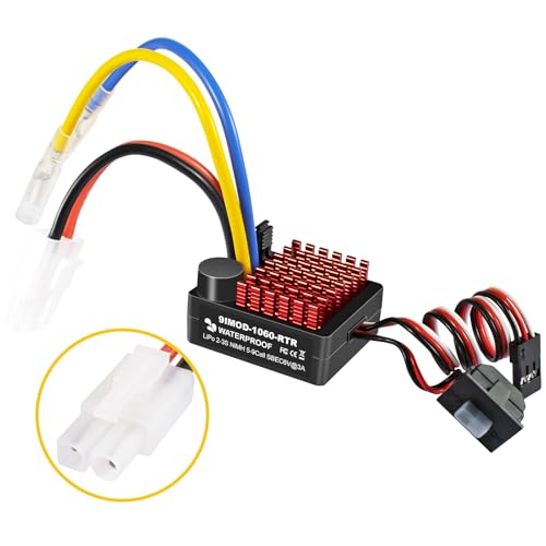 9IMOD WP 1060 2-3s 60A Brushed ESC [Tamiya Plug] Waterproof Brushed Electronic Speed Controller with