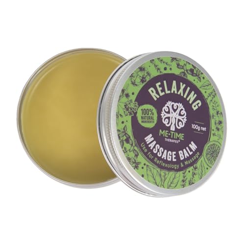 Relaxing Massage Balm with Lavender Geranium & Bergamot 100g Professional Aromatherapy Balm for Relaxation & Reflexology Me Time Therapies. Made in UK