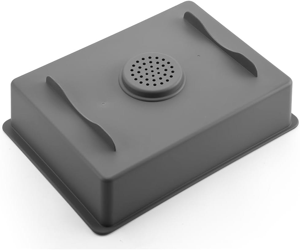 2-in-1 Dish Basin Set For Washing Dishes in Kitchen Sink, With Filter Basket Drain Hole Plug/Stopper,Multi-purpose and Portable Kitchen Cleaning Filter Basin,Plastic(ABS+PP),Gray,Nicmondo