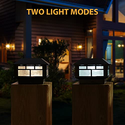 Powgdlt Solar Post Cap Lights Outdoor 20 Lumen Double Led Fence Post Solar Powered Waterproof Light For 4X4 Or 5X5 Wood Posts In Patio, Deck Or Garden Decoration,8 Pack (Black) #TOP1
